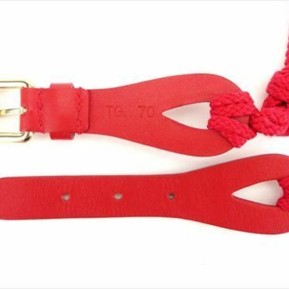 Red Valentino belt Red Gold Leather Gold Hardware Woman Authentic Used C3427
